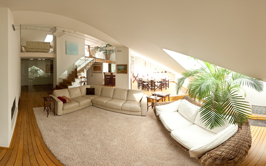 Loft Janáčkovo nábřeží - Obývací místnost  pohled od krbu - 1051
